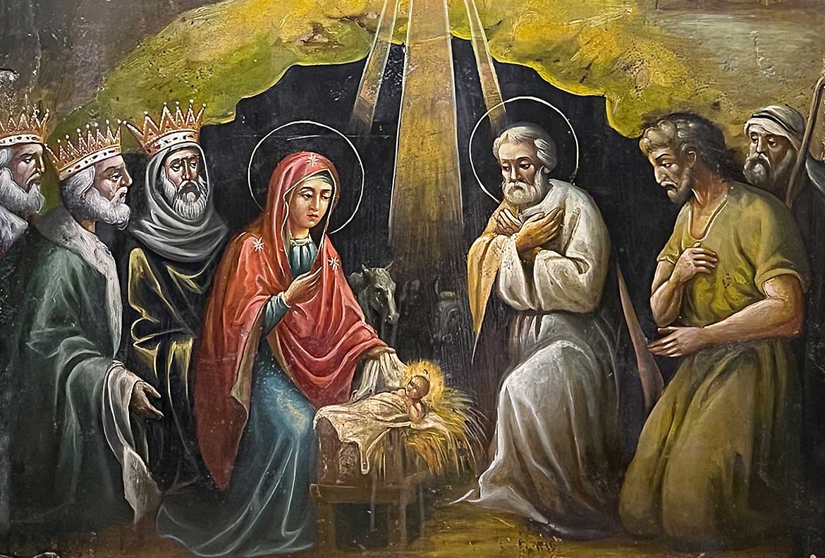 Dipinto murale della Natività presso la Chiesa dell’Assunzione di Maria, Gerusalemme